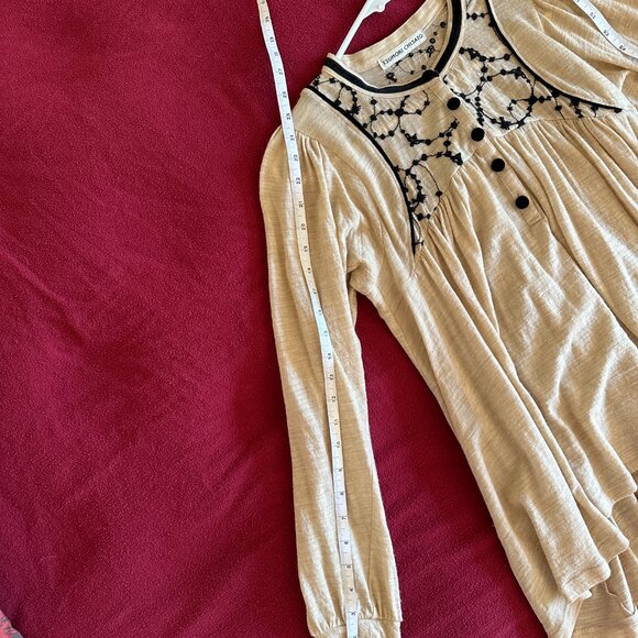 Tsumori Chisato Tan Embroidered Long Sleeve Wool Blouse - Picture 8 of 10